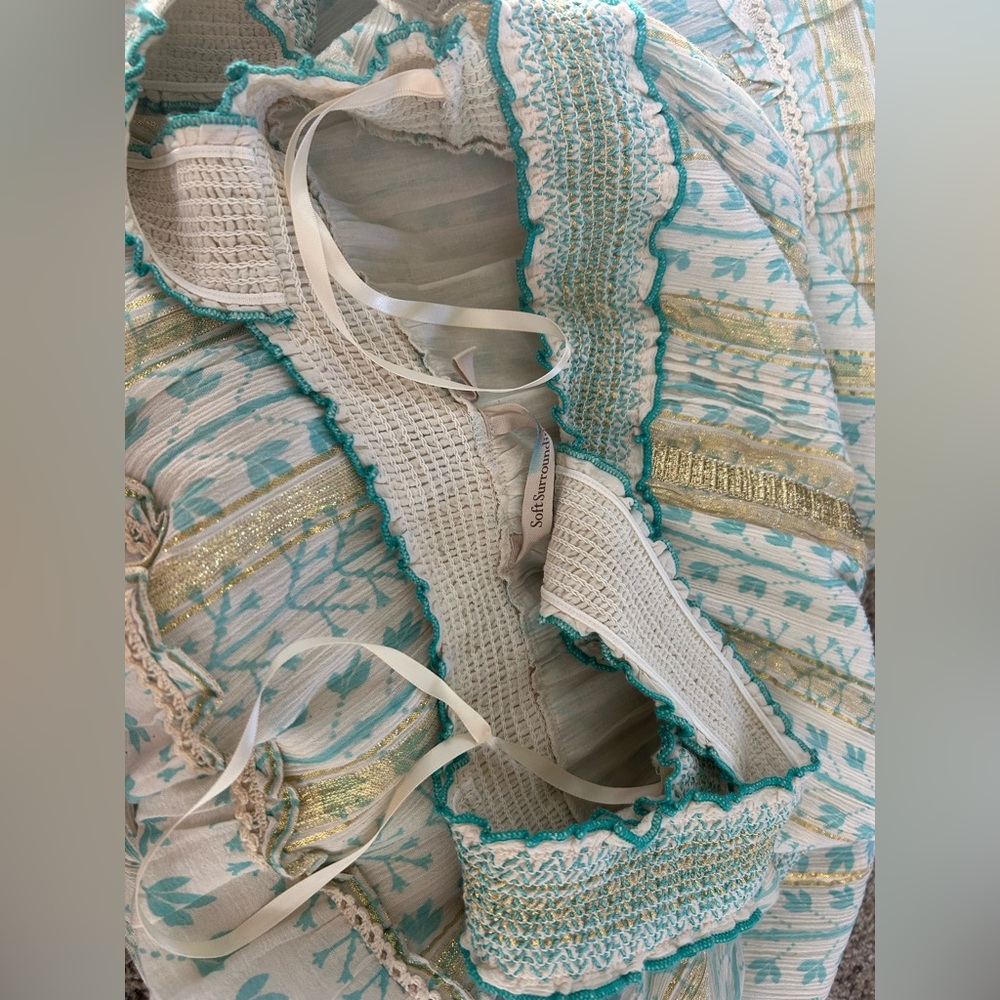 Soft Surroundings Aegean Tiered Maxi Dress Boho Metallic Size M Beachy NWOT - Picture 8 of 15